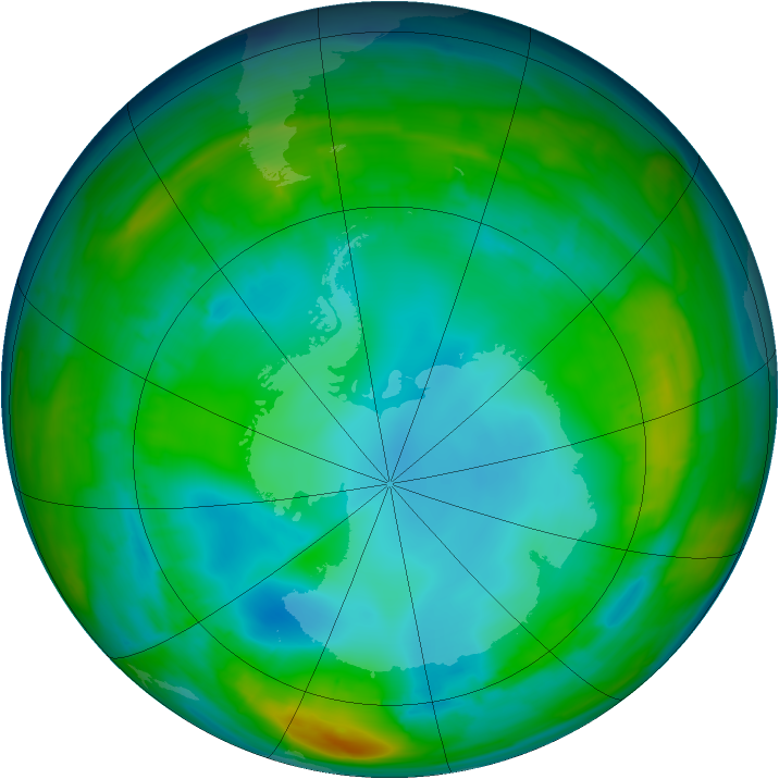 Antarctic ozone map for 02 August 2015